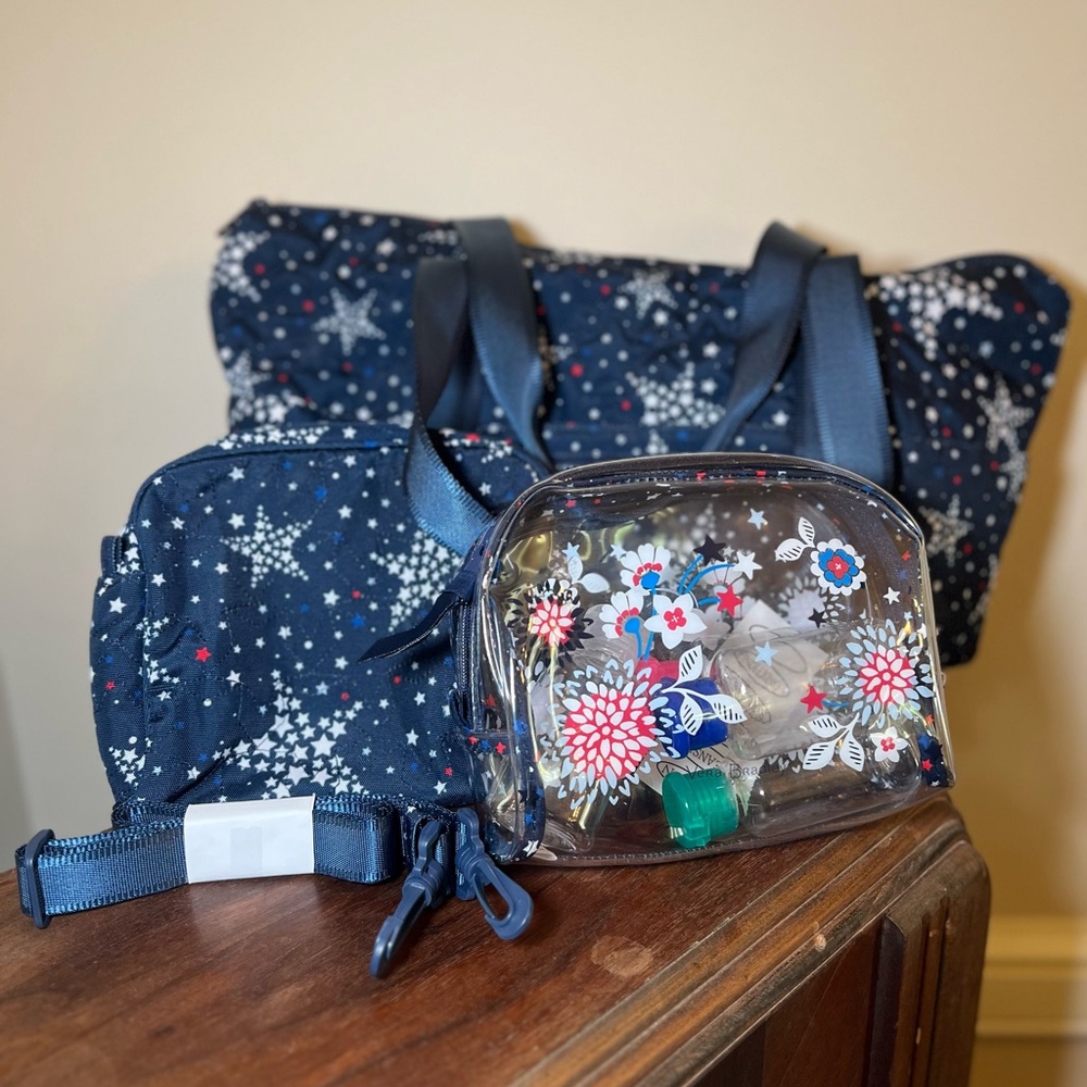 NWT Vera Bradley + Shawn Johnson ReActive Deluxe Tote travel set in Star Power